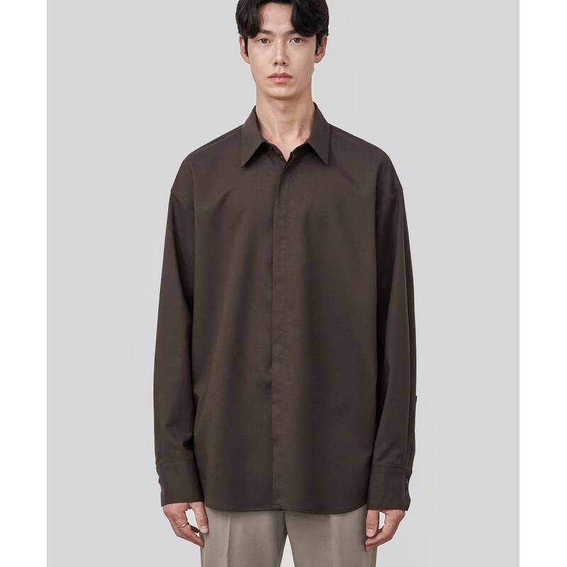 DRAW FIT オーバーサイズ ヒドゥン ミニマル シャツ [BROWN] DFSH0001BR 372574