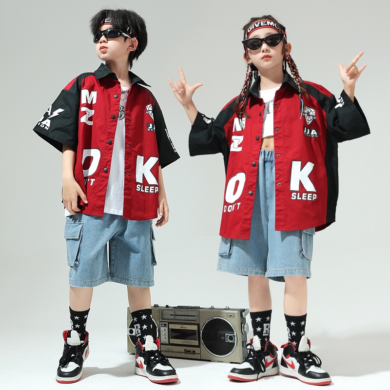 子供のヒップホップスーツの子供たちのパーソナライズされたダンスコスチューム女の子用ジャズダンスコスチュームボーイズストリートダンストレンディ服 4,543円