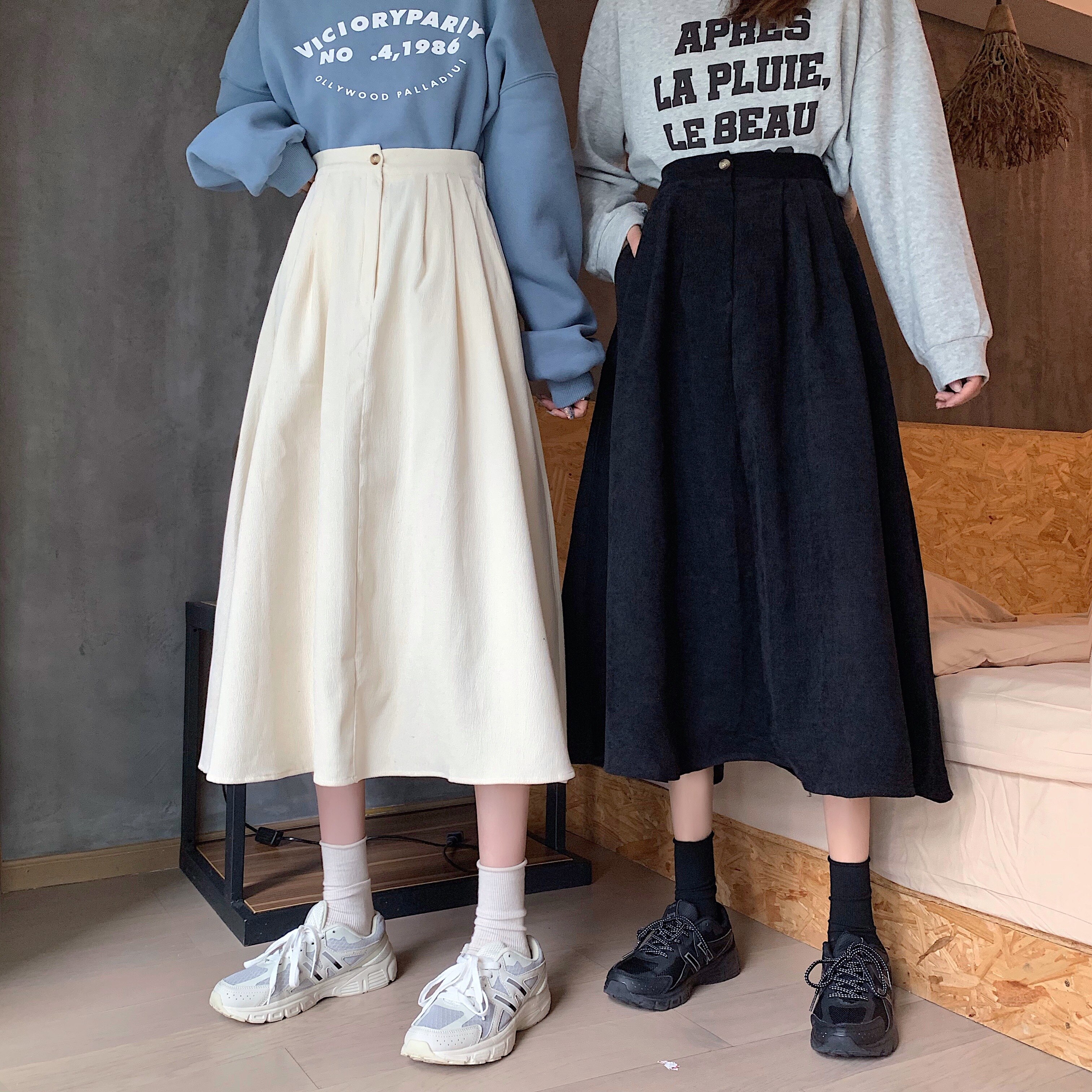 2色 スカート 春 カジュアル レディース フレアスカート ミモレ丈 無地 ハイウエスト ホワイト ブラック かわいい 大人可愛い きれいめ シンプル カジュアル 大人 上品 おしゃれ レトロ XS 6,856円