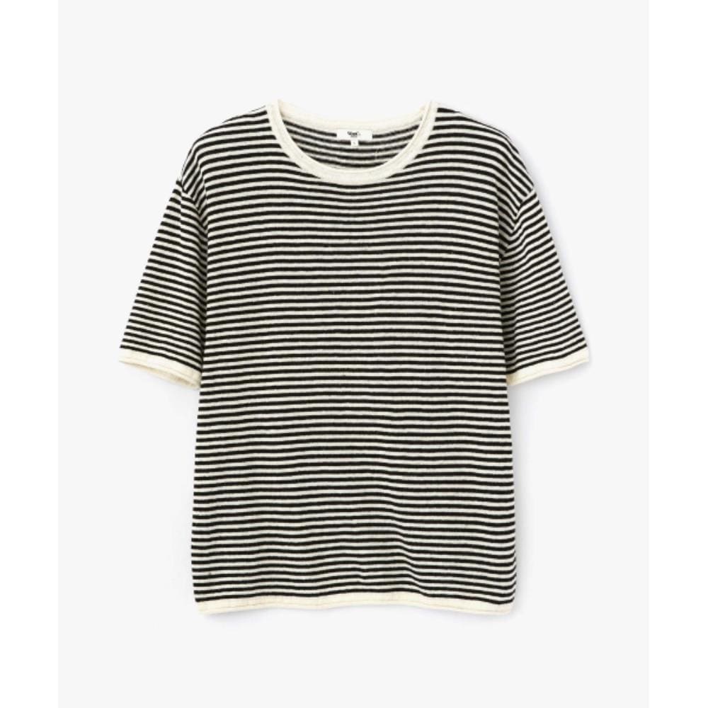 WMC Striped short-sleeved knit BLACK O-MOBBS5M34106