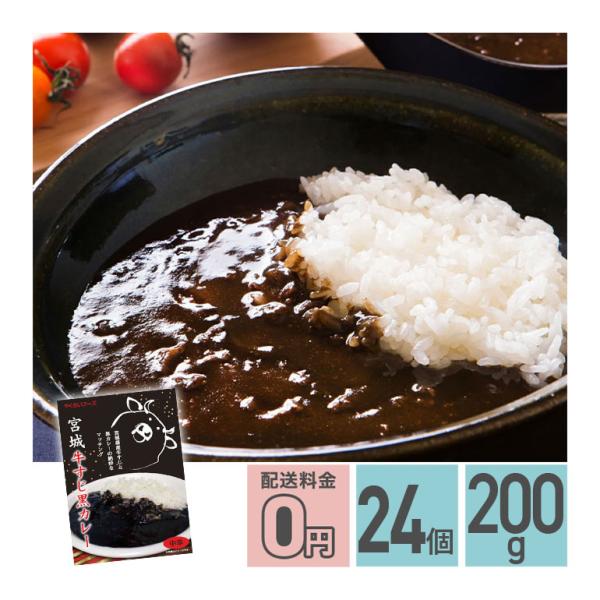 宮城牛すじ黒カレー 中辛 200g 24箱セット　レトルトカレー 牛すじ 牛肉 スパイス