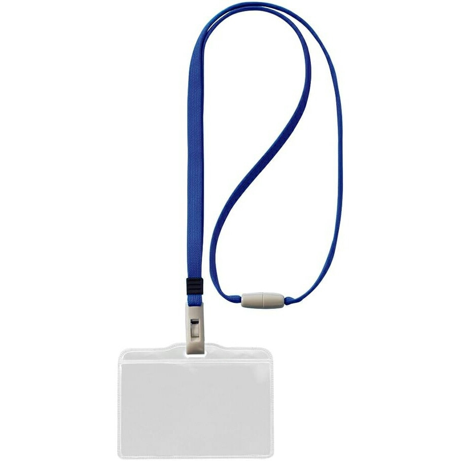 （まとめ買い）ライオン事務器 つりさげ名札 ヨコ型 ソフトタイプ 平ひも 10個パック ブルー N73SR-10P（B） 290-54 [x3]