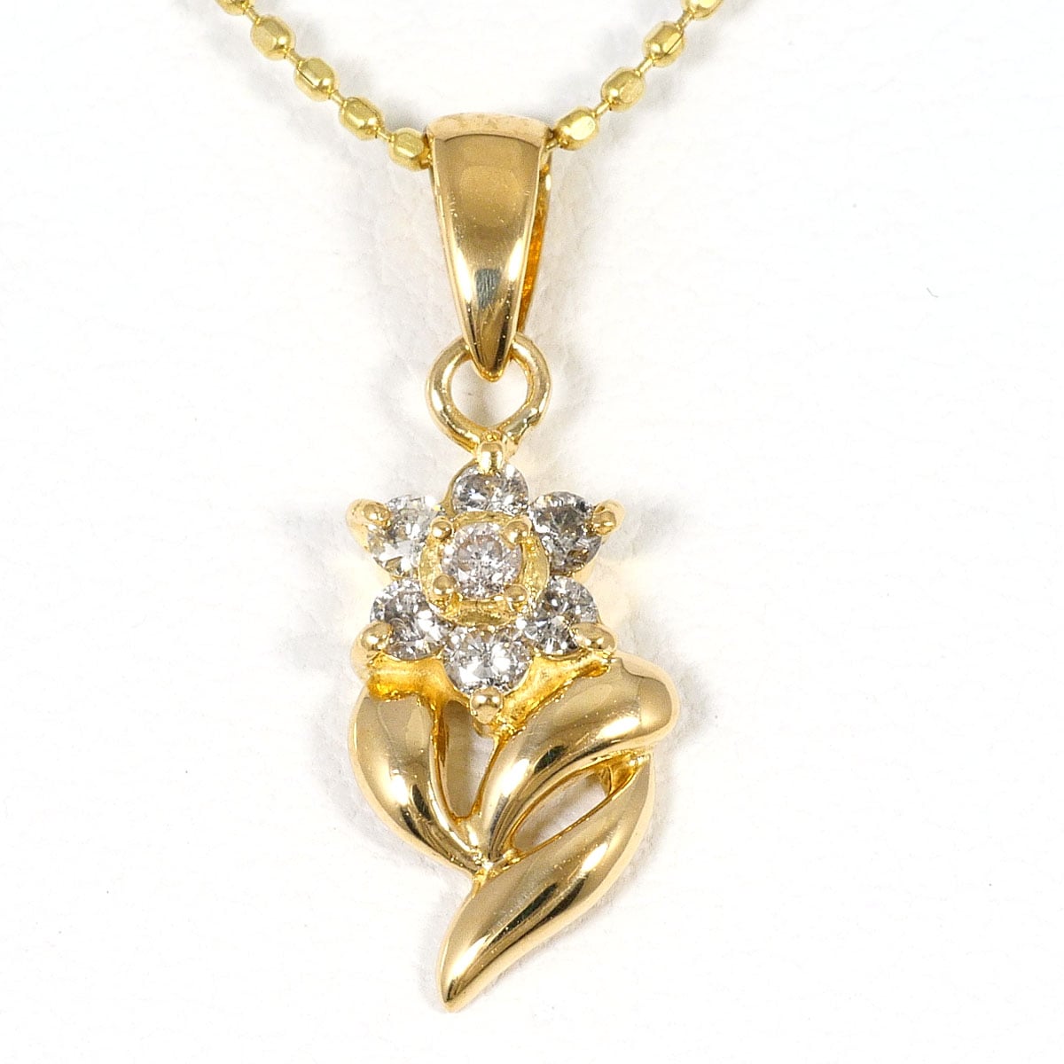 K18 18金 YG イエローゴールド ネックレス ダイヤモンド 0.14ct 総重量約2.1g 約40cm 中古