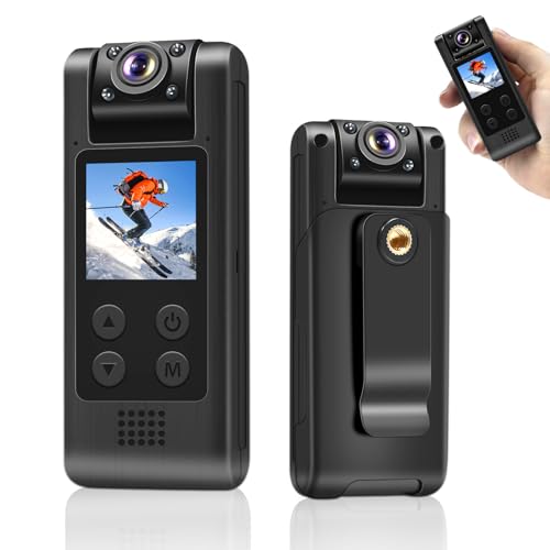 LXMIMI アクションカメラ 4K ウェアラブルカメラ ボディカメラ 安定に録画&写真撮影 1.3インチ液晶画面 180回転式レンズ 120広角 256GB 循環録画 動体検知 赤外線暗視 クリ