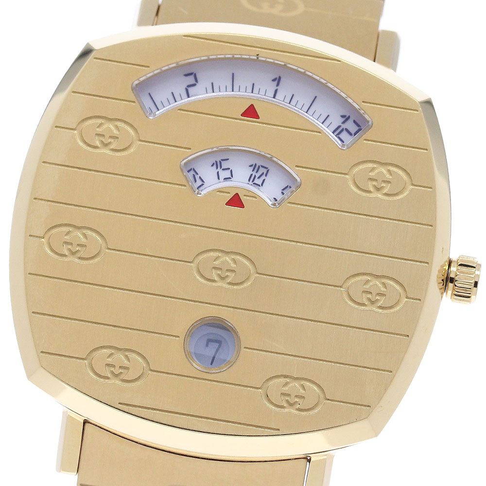 グッチ GUCCI 157.4/YA157403 グリップウォッチ デイト クォーツ ボーイズ 箱付き_953507【中古】