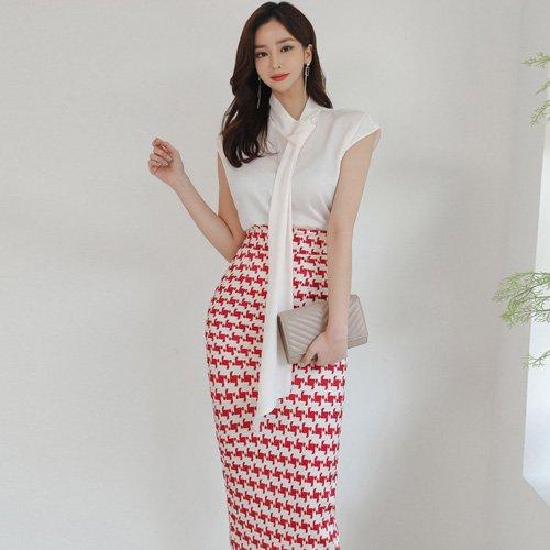 キャバドレス ナイトドレス ミディアムドレス セットアップ ツーピース ハイウエスト タイト ノースリーブ チェック柄 ミモレ丈 レディース グラシア