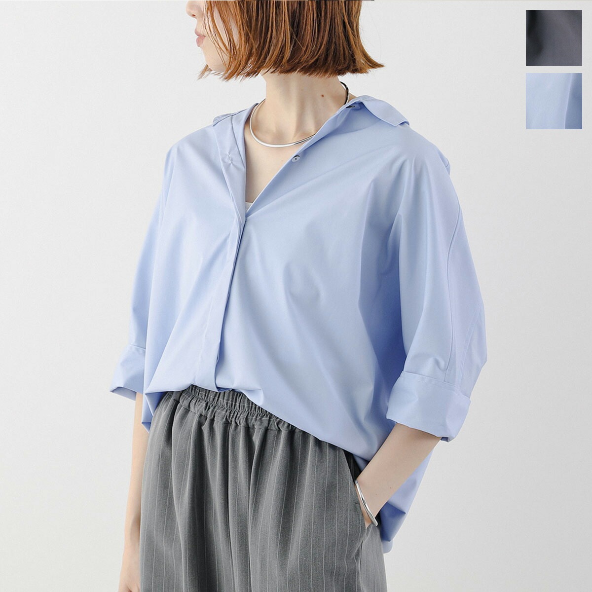 marmors マルモア シャツ dolman sleeve shirt 0225301111 レディース ドルマンスリーブ タイプライター 五分袖 カラー2色 【ts】