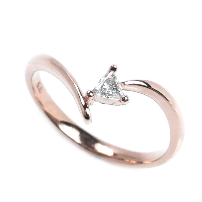 K18PG ピンクゴールド トリリアントカット リング・指輪 ダイヤモンド0.111ct 11.5号 2.2g レディース 中古