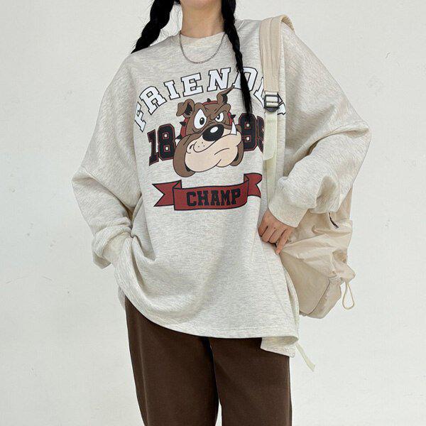 (PS)起毛チャンプドッグボックスティー冬の女性起毛Tシャツ