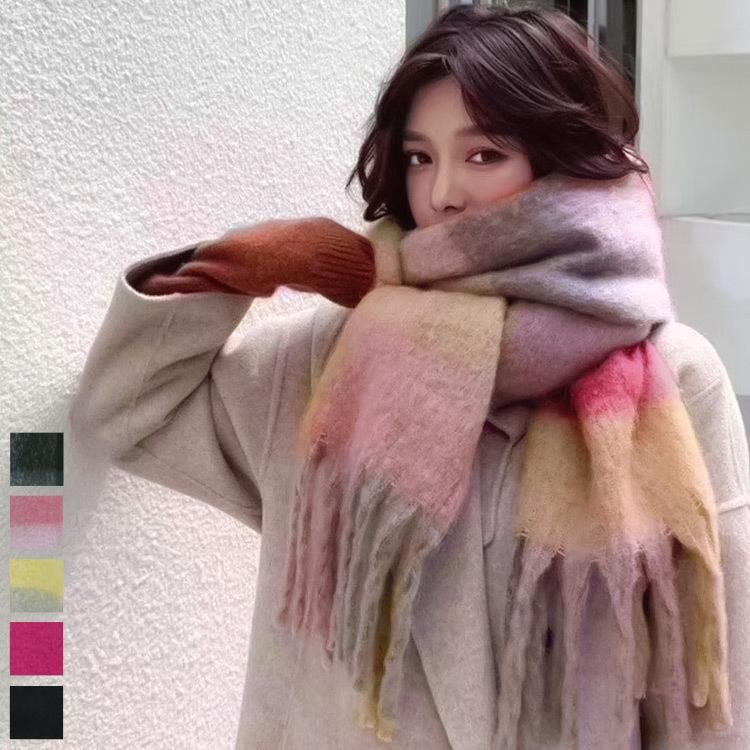 【即納】販売最低価！ストール 大判 マフラー レディース 羽織り ひざ掛け 毛布 ネックウォーマー フリンジ 防寒 防風 お洒落 可愛い 無地 チェック柄風 シンプル エレガント