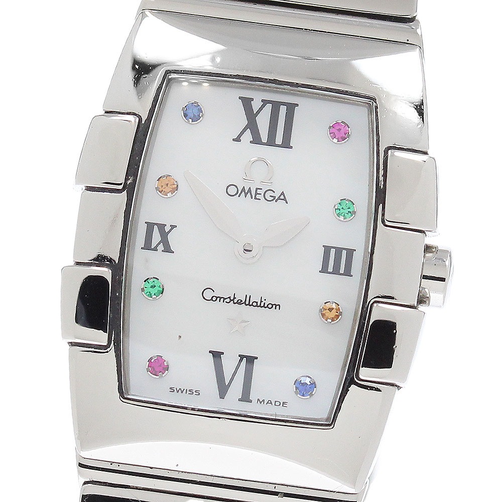 オメガ OMEGA 1584.79 コンステレーション ミニクアドレラ 8Pカラーストーン クォーツ レディース _955658【中古】