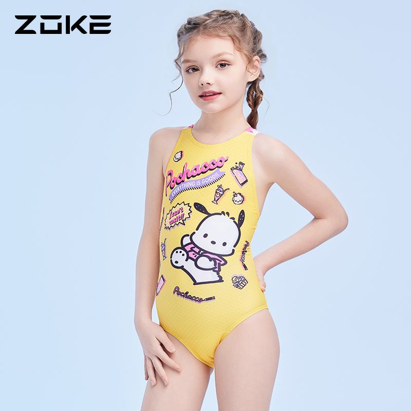 洲克サンリオパチャ犬の水着の女の子の連体の三角の専門の水泳は競技の速乾の水着の女の子を訓練します