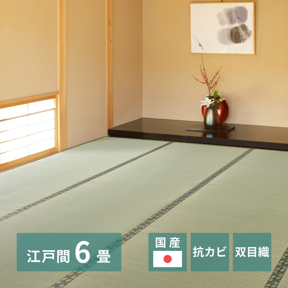 国産い草上敷 天草 (あまくさ) 江戸間 6帖 6畳 双目織 熊本のい草 畳の保護