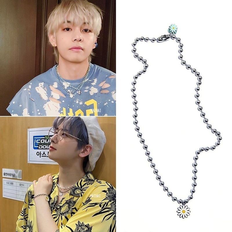 【BTS V テテ, SEVENTEEN ジョシュア, ASTRO チャウヌ 着用】WHiTE n MiNT DAiSY ネックレスユニセックス シルバー ネックレス 韓国製 K-POPファッション