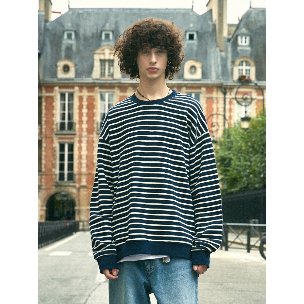 FLUKEフルークストライプスリットマンツーマンTシャツFMT3071 2color