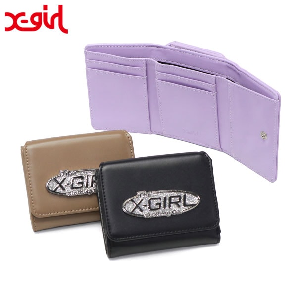 三つ折り財布 レディース かわいい 女子高生 ブランド 財布 折り財布 SILVER GLITTER OVAL LOGO BUCKLE MINI WALLET 105253054008