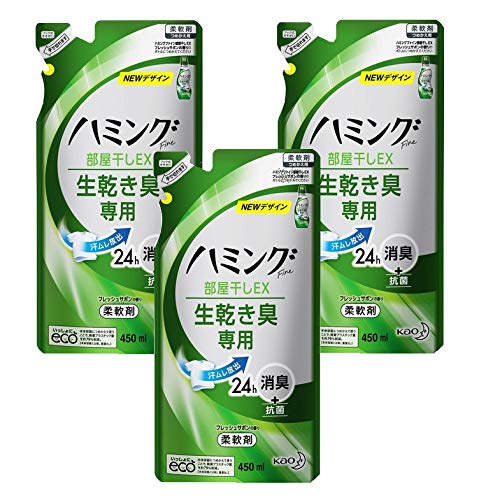 ハミングファイン 柔軟剤 部屋干しEX フレッシュサボンの香り 詰替用 450ml３個セット