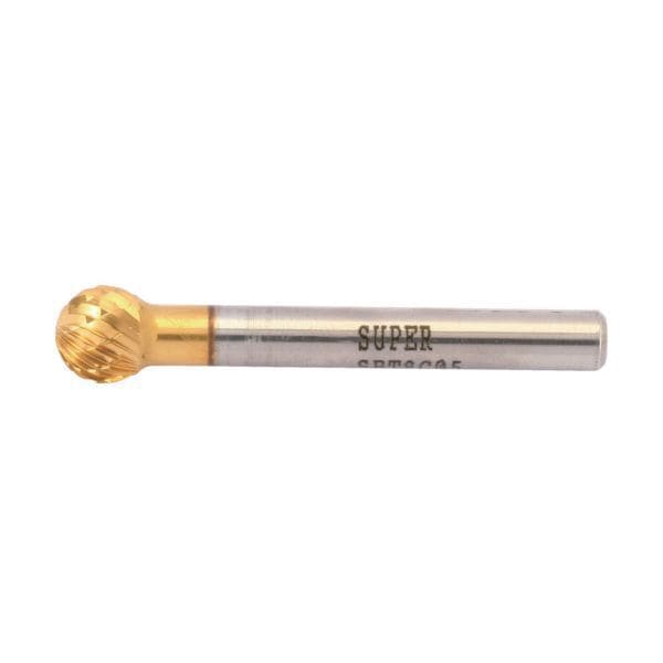 スーパー SBT8C05 スーパー超硬バー チタンコーティング ロー付タイプ 球型 (ダブルカット) 刃径:9.5mm 軸径:6.0mm メーカー直送