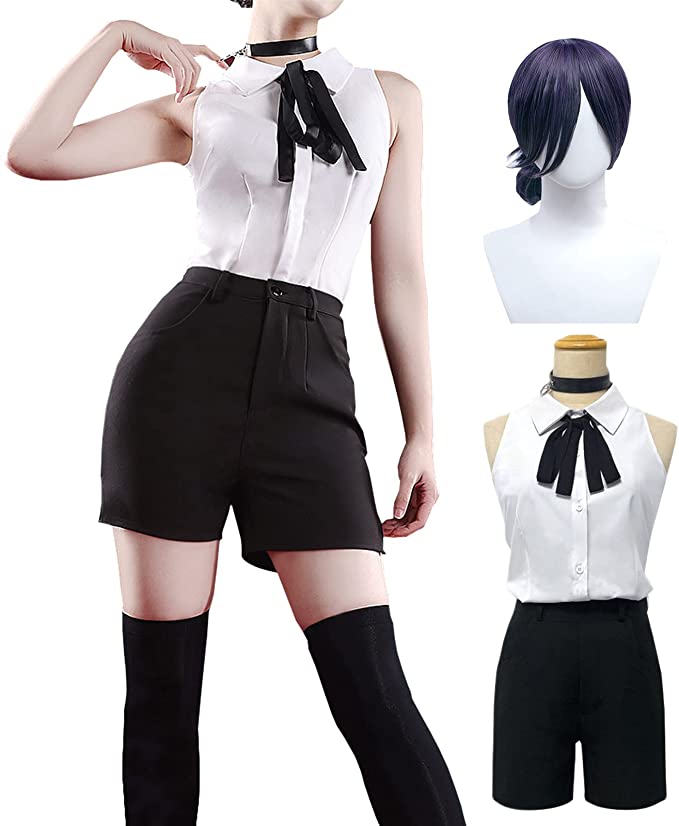 パワー コスプレ ウイッグ付き 青い 血の悪魔 マキマ レゼ デンジ 仮装 大人用 文化祭 コスチューム ステージ服