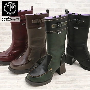 【公式SHOP特典キズ補修液付】 ヨースケ モカシンブーツ ロング ジョッキーブーツ レディース 歩きやすい 6cm ローヒール