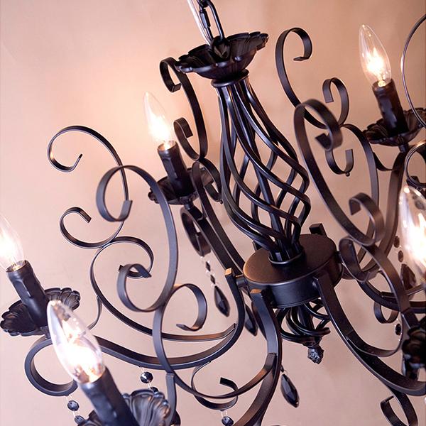 シャンデリア 白 黒 ホワイト ブラック led 対応 6灯 照明 ヨーロピアン 北欧 レトロ アンティーク調 雰囲気 インテリア 豪華 ゴージャス おしゃれ 吊下げ 天井