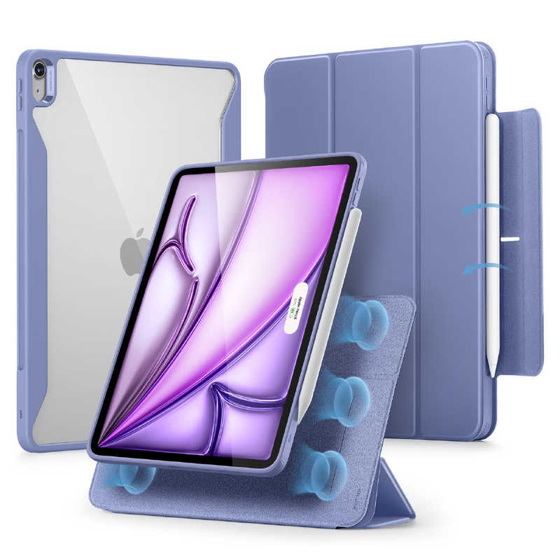 ESR　13インチiPad Air(M2)用 Rebound Hybrid 360 縦横スタンド対応マグネットカバー Lavender　ESRReboundHybrid360iPadAir13M2