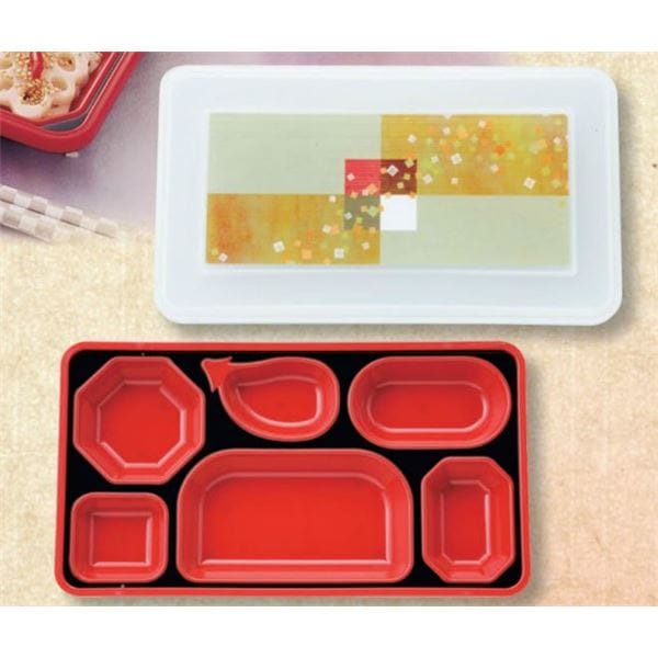 (業務用弁当箱10セット)FW-1100 ダイナミック副食 (本体)黒(内赤40)/(蓋)透明・花吹雪(イエロー) 9,791円