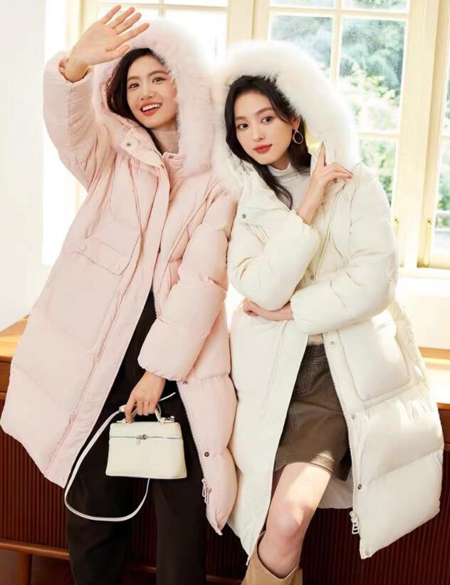 冬 新作 ファー ロング コート レディース ミドル丈 無地 お洒落 送料無料 20代 30代 40代 フード付き 暖かい 上品 キレイめ 高級感 厚手 ４色 ホワイト ピンク グレー カーキ ジッパ