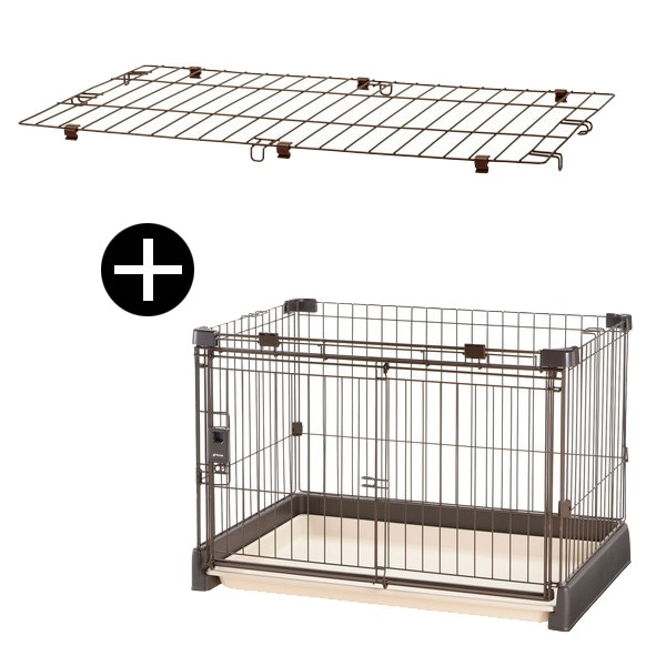 もっとお掃除簡単ペットサークル 90-60 ダークブラウン + 屋根面セット