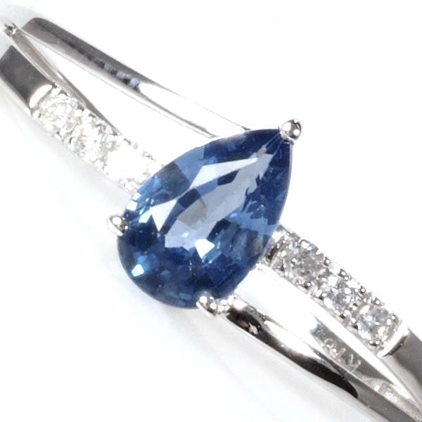 天然 セイロン サファイア ダイヤモンド リング 指輪 高純度 最 希少 K18WG 74