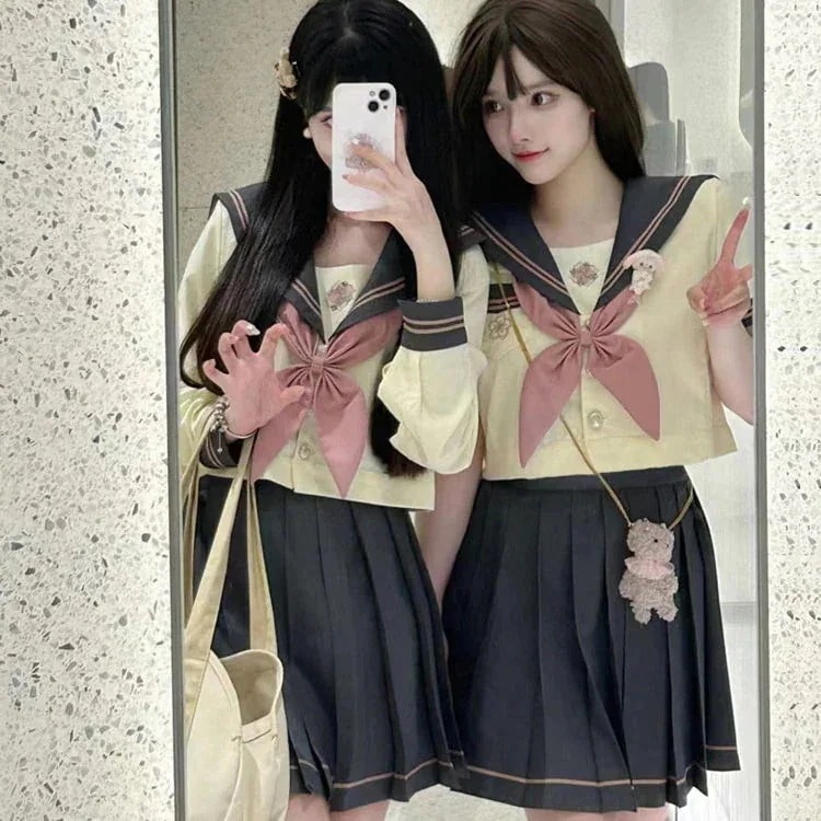 涼しく楽ちんセットアップ制服セット セーラー服 ユニフォーム 基本中間服脚魅せミニスカ