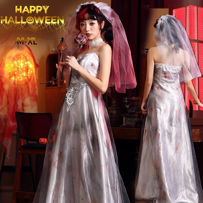 【激安開催！】ハロウィン コスプレ ゾンビ 花嫁 コスプレ おばけ ゴースト ゾンビ ホラー ハロウィン 仮装 ゾンビ花嫁 幽霊 デビル 吸血鬼 コスプレゴースト お嫁さん 鬼嫁 コスチューム お化け