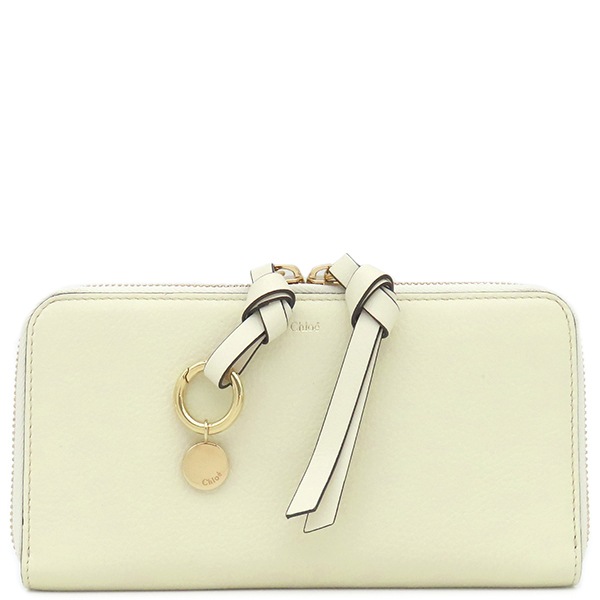 クロエ Chloe 長財布 アルファベット ロングウォレット レザー ナチュラルホワイト ゴールド金具 ラウンドファスナー 白 アウトレット品 CHC16AP706H9Q119 【箱】【中古】