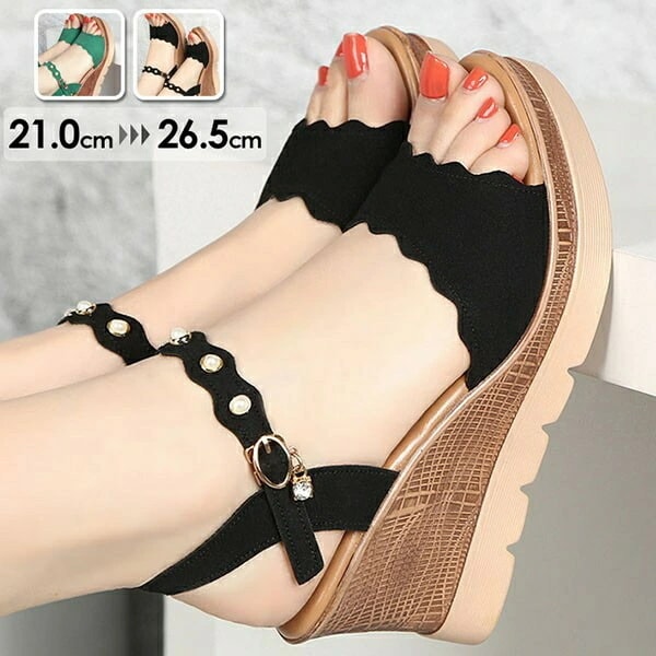 ウェッジソール サンダル 厚底サンダル ヒール8cm ストラップ アンクル オープントゥ 厚底 サンダル ベルト 夏 疲れにくい ウエッジソール コンフォート 小さいサイズ 大きいサイズ 可愛い かわ