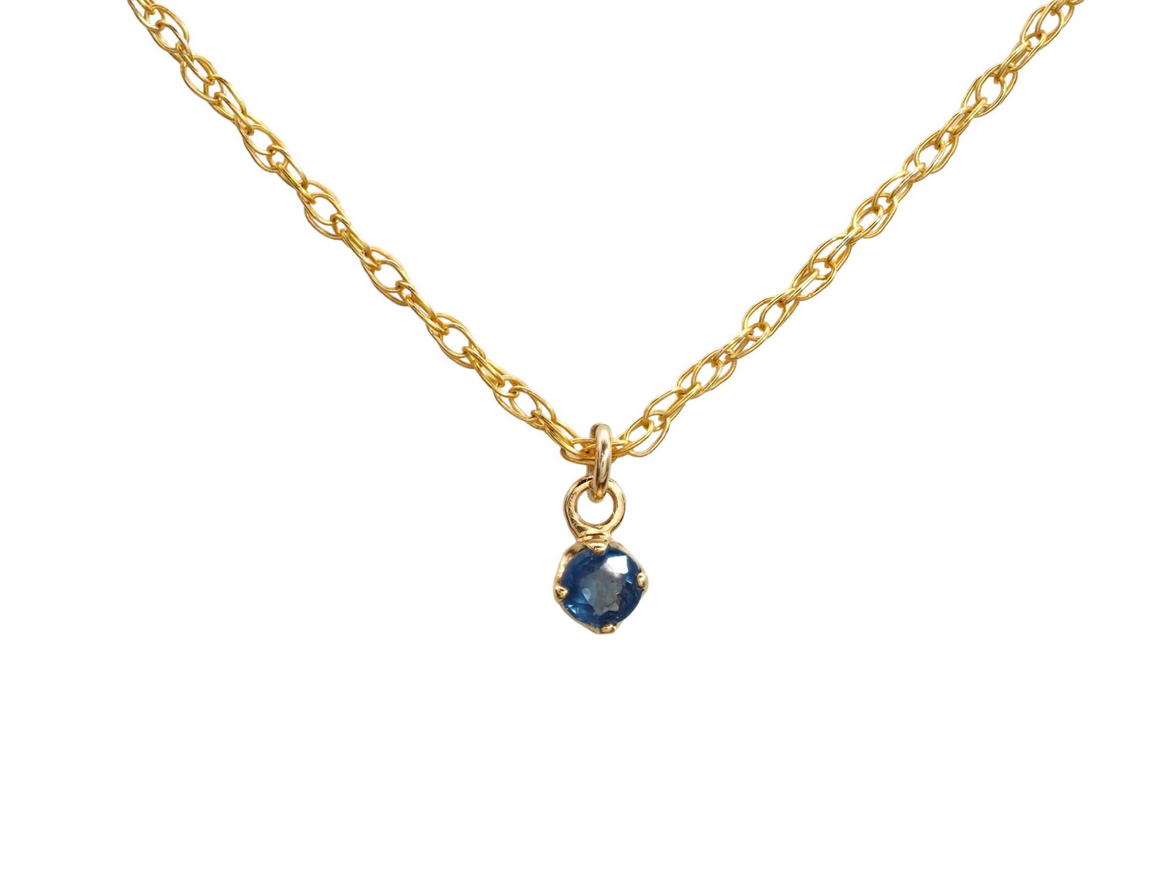 18金 一粒 サファイア ネックレス 18K YG イエローゴールド 小粒 上品 華奢 14K ジュエリー ペンダント 誕生日 バレンタイン