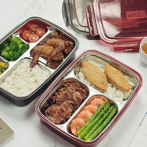 日本のシンプルなコンパートメント化されたステンレス鋼のお弁当箱お弁当箱電子レンジ暖房断熱材サラリーマ