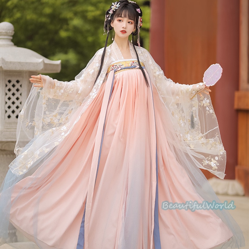 中華服 唐装漢服 漢服ドレス　コスプレ チャイナドレス中国古代衣装 漢服仙女 漢服 チャイナ服 ワンピース コスプレ 中国古代衣装 女性 ロングドレス 刺繍 ス