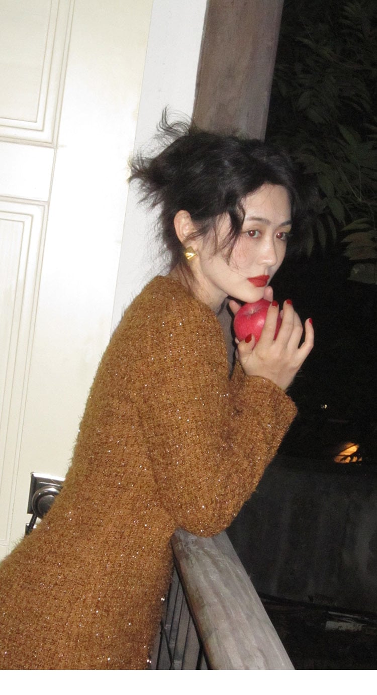 エレガント レトロ ウール フレグランス ワンピ 秋 冬 レディース フレンチ ウェア ブラウン ブラック S M L かわいい 大人可愛い きれいめ シンプル カジュアル 大人 上品 おしゃれ 14,475円