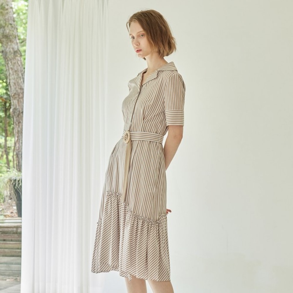 （リアーナニューヨーク）コットンストライプヘムポイントワンピースROGWOP020