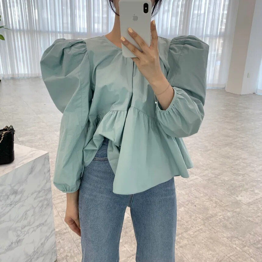 2color レディース トップス シャツ ブラウス シャツブラウス ペプラム ギャザー フリル