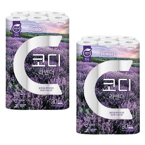 コーディネート環境に優しい3重ラベンダートイレットペーパー30m x 30ロール2パック柔らかい衛生的なクリーンロールトイレットペーパートイレ