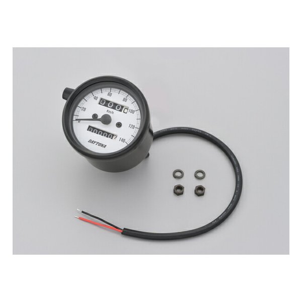 機械式スピードメーター φ60 ブラックボディ/ホワイトパネル 140km/h D15624