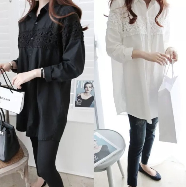 トップス ブラウス ミディアム丈 長袖 襟付き シャツカラー デザイン ボタン 美ライン ニュアンス レース 刺繍 軽やか カラバリ ロマンチック かわいい 大人可愛い きれいめ シンプル カジュアル