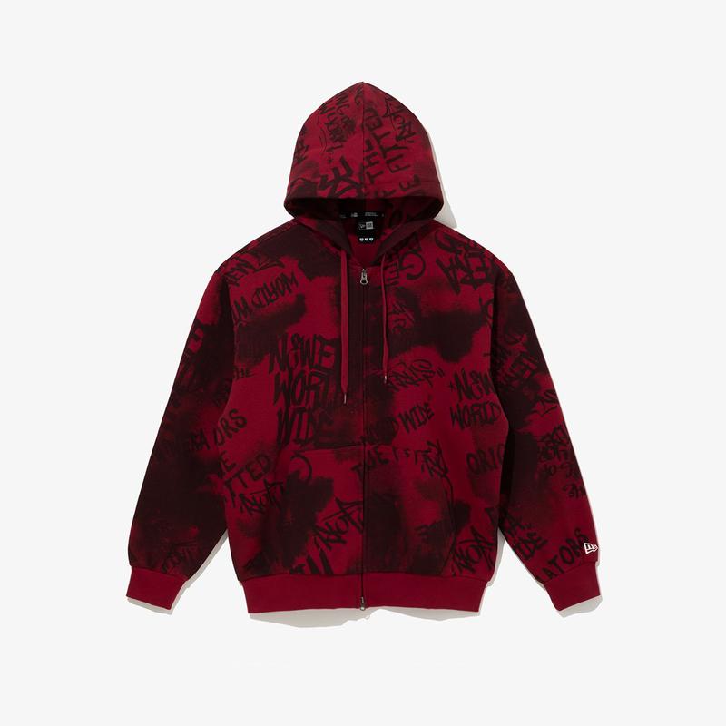 オールオーバー塗装フード付きジップアップダークレッド 14741954Tシャツ