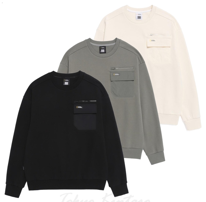 CHEST POCKET SEMI OVERFIT HYBRID SWEATSHIRT (N261USW050)