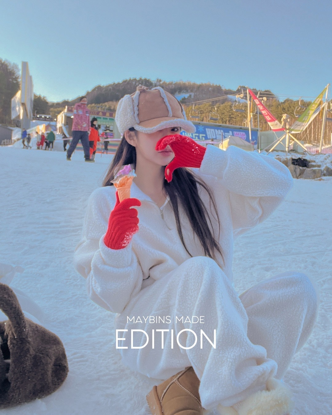 ボアハーフジップアップ韓国ファッション レディース