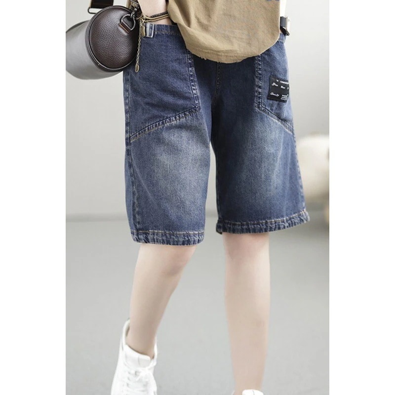 太mm女性用ミディアムパンツ大きいサイズ薄手デニム女性用ショーツ夏用ゆったりショーツ