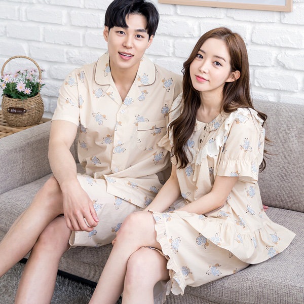 純綿プレゼント用半袖パジャマ純綿カップルパジャマプデルン