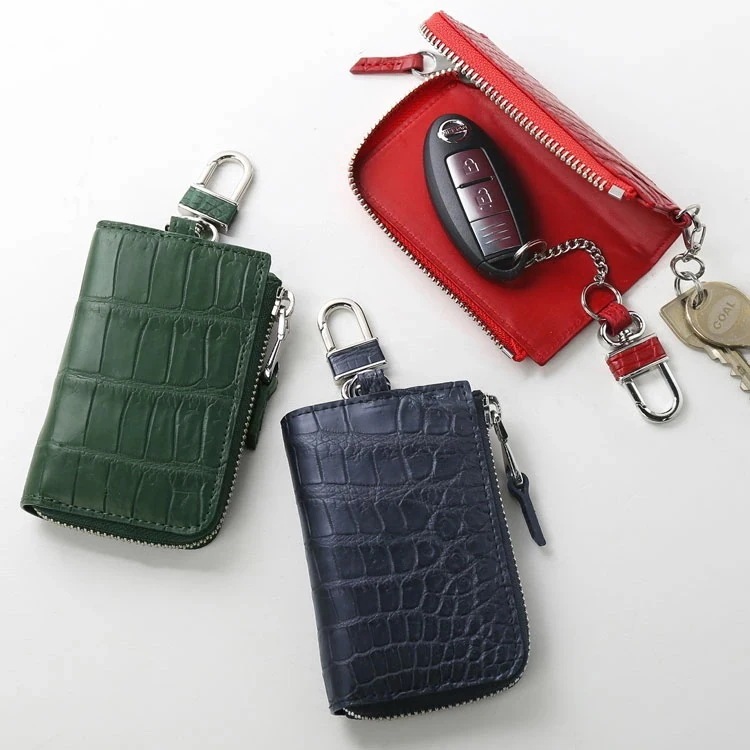 クロコダイル キーケース スマートキー レディース マット 革 カード スマートキー対応 車 カード入れ付き カード入れ スマートキーケース キーリング 本革 レザーキーケース クロコダイルキーケース