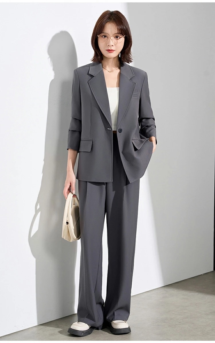 【期間特恵】秋冬まで穿ける！レディース パンツ セット レディース ビジネス セットアップ 大きいサイズ ジャケット パンツ 2点セット 入学式 卒業式 セレモニー 通勤 OL 無地 シンプル ママ 4,662円
